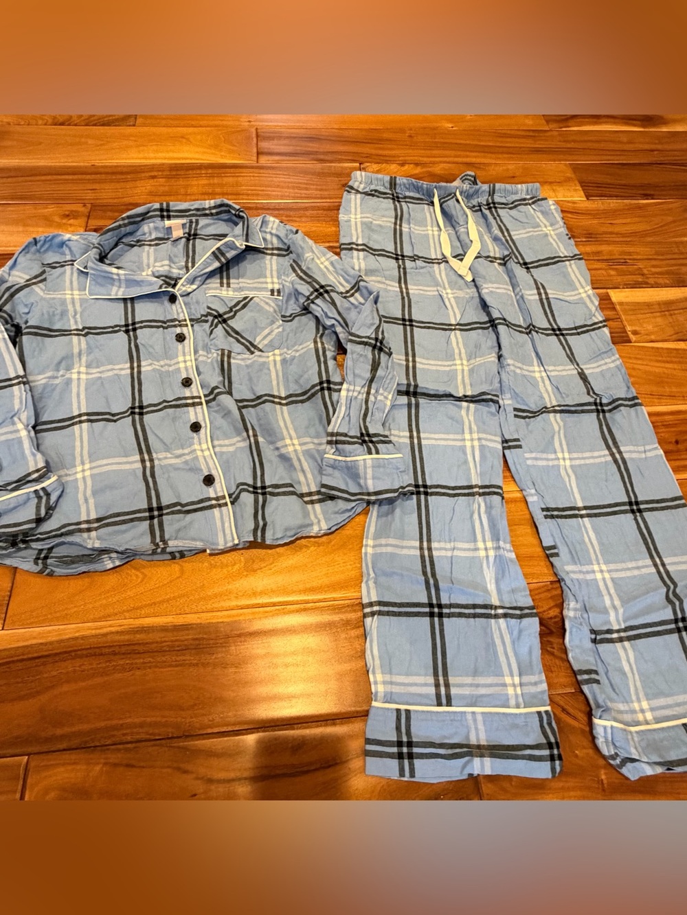 Wondershop Light Blue Plaid Womans Sz M Pajama Set Holiday